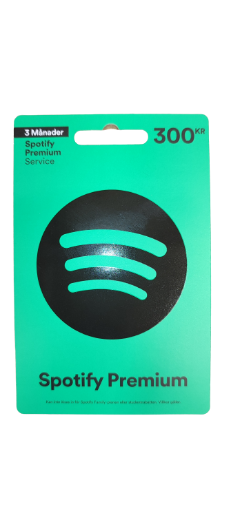 SPOTIFY PREMIUM PRESENTKORT-3MÅNAD 300KR