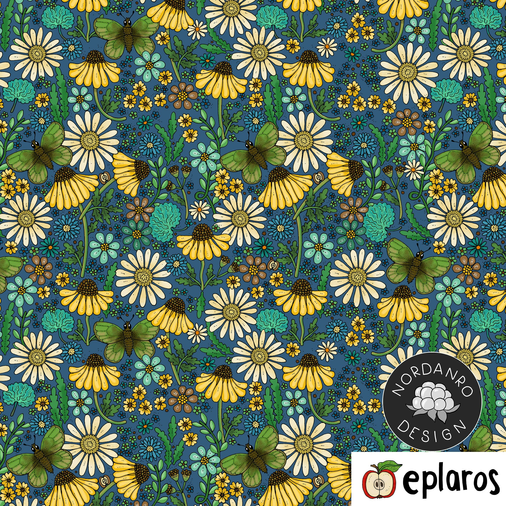 Daisies Deep Blue