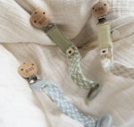 Bibs Pacifier Clip - Baby Blue/Ivory