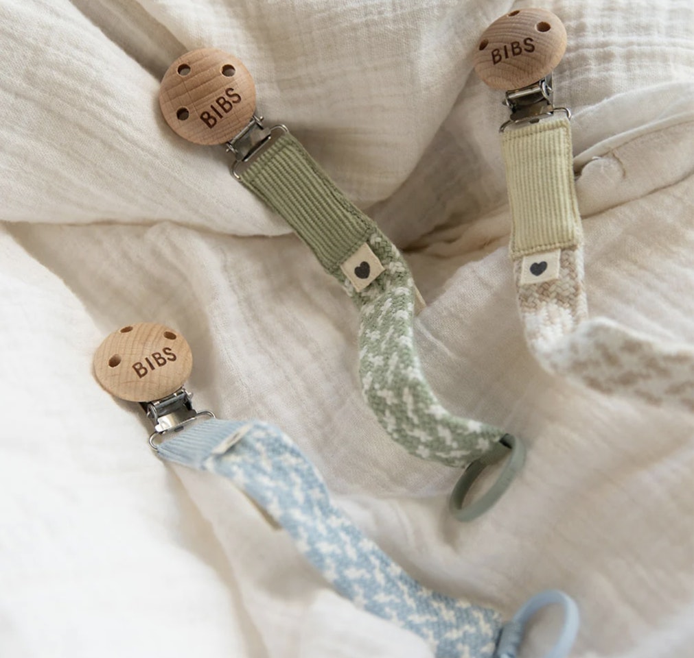 Bibs Pacifier Clip - Sage/Ivory