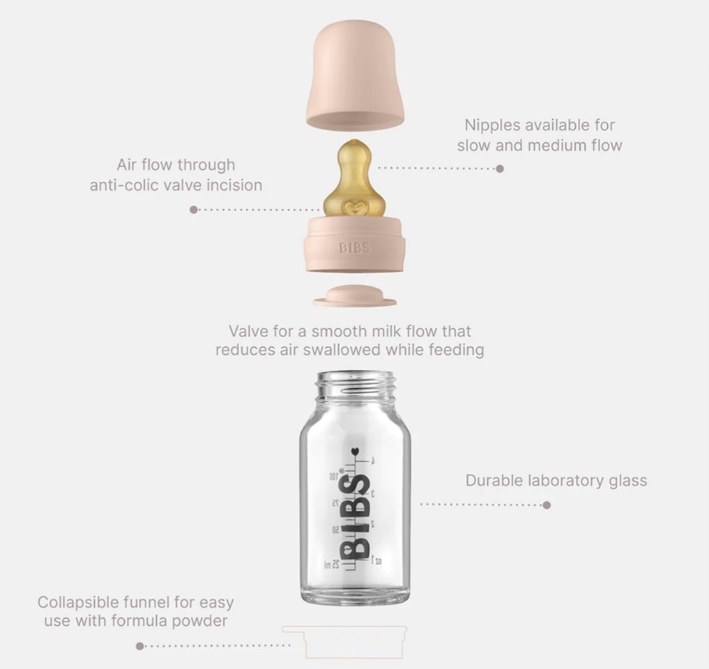 Bibs Baby Glass Bottle Complete Set 110ml - Sage