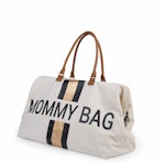 MOMMY BAG NURSERY BAG - OFF WHITE STRIPES BLACK/GOLD