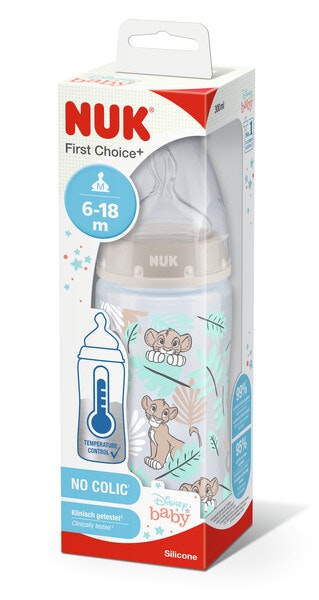 nuk First Choice+ Temperature Bottle PP 300ml Lion King
