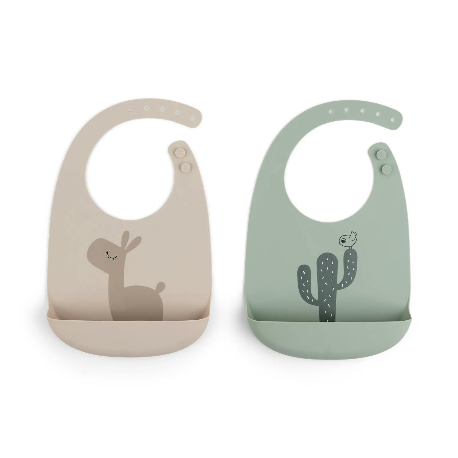 Done by deer. silicone bib 2-pack - ozzo - sand/Green