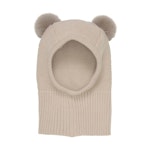 Huttelihut Balaclava Knit w. Pompoms Light Camel