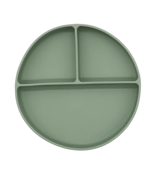 Tallriken ERIK i silikon med sugpropp Grøn