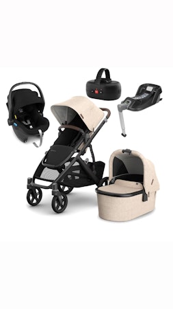 Vista V3 Duovagn + Mesa i-Size Babyskydd & Bas, Liam Beige + ZAZU zazu baby rocker