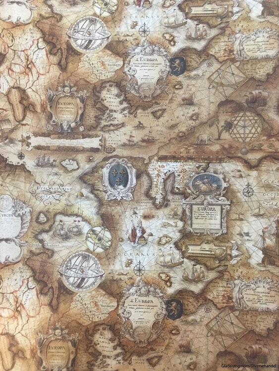 Bomo Art Old map papper decoupage vintage glada ungmöns diversehandel