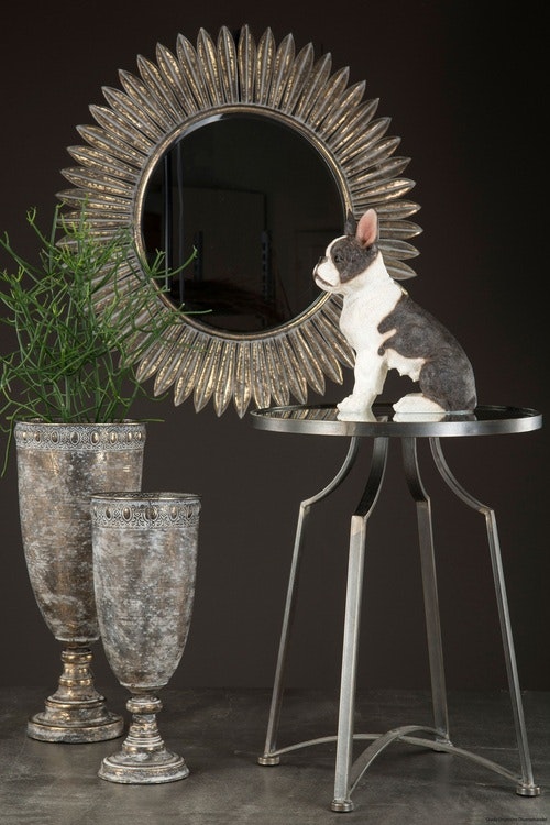 Antik spegel, Spegel Irma, Mässing, Fjäder design, Spegel metall, Modern design, Inredning,