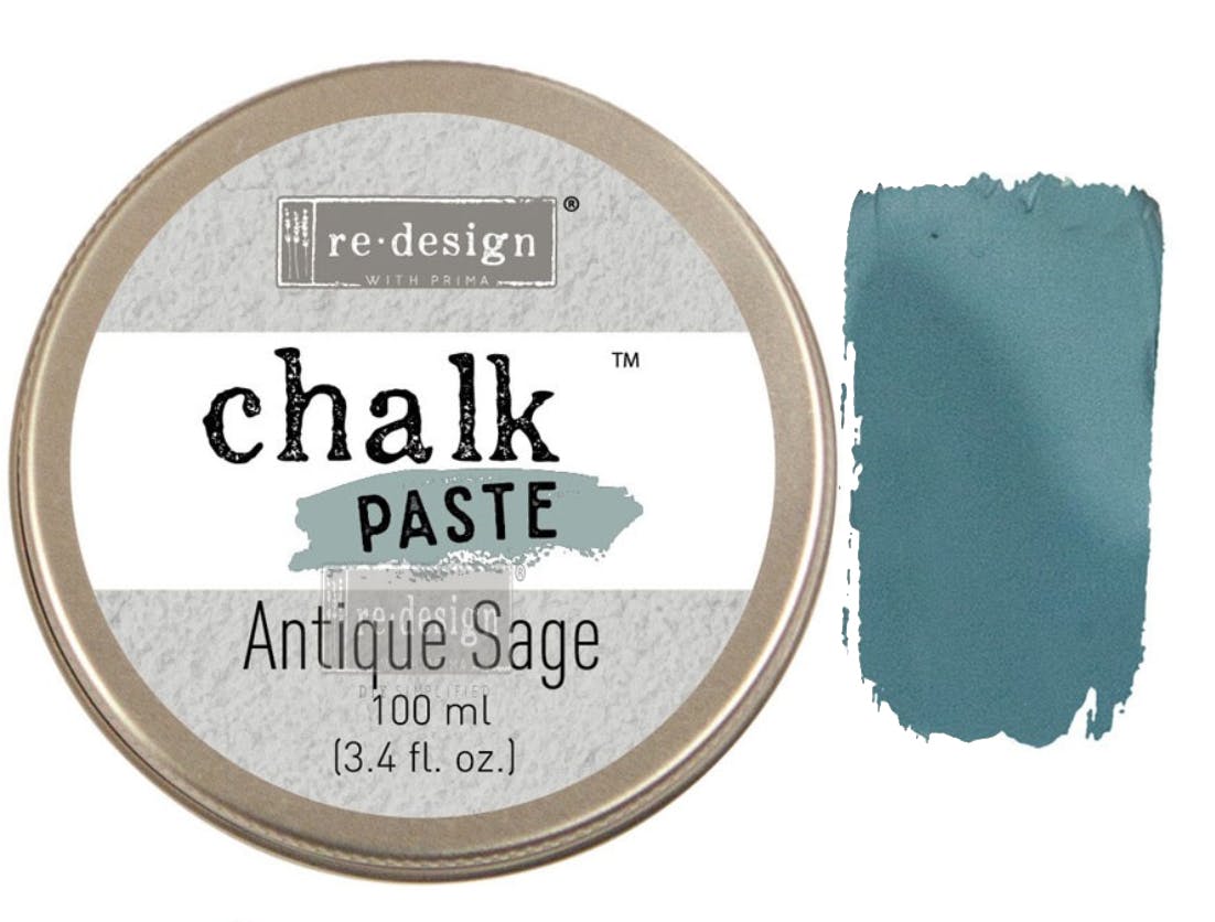 Redesign Chalk Paste® Antique Sage blå grön texturpasta relief struktur pasta glada ungmön