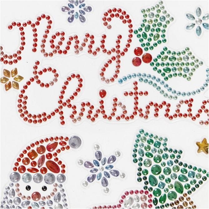 Diamond Stickers Merry christmas Julmotiv  tomte gran glitter dekaler glada ungmön