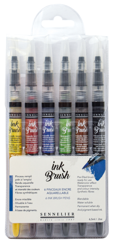Sennelier Ink Brush 6-set - Trendy colours  glada ungmön