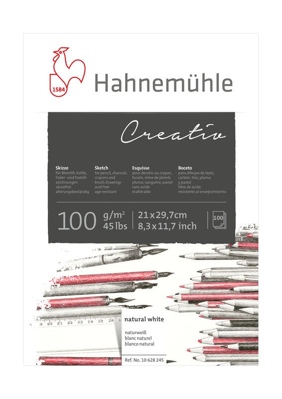Skissblock Hahnemühle Sketch Creativ 100gr A4 100 ark glada ungmön