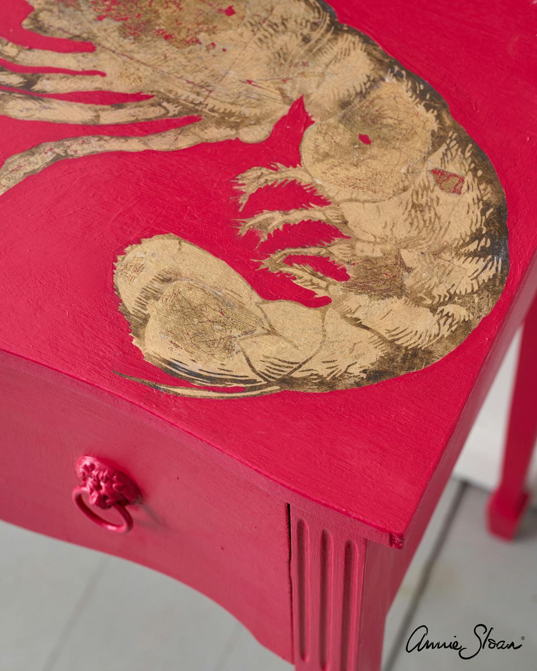 Annie Sloan Chalk paint Capri Pink målat skrivbord stol Glada ungmöns diversehandel bild 6