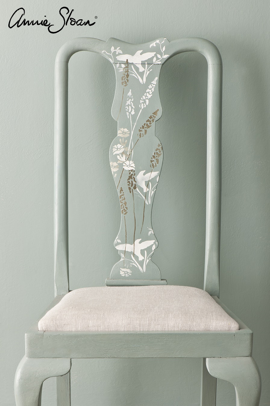 Annie Sloan Chalk paint Duck Egg Blue målad stol Glada ungmöns diversehandel bild 7