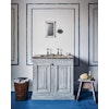 Annie Sloan Chalk paint Greek Blue målad vägg interiör Glada ungmöns diversehandel bild 12