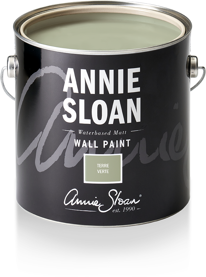 Annie Sloan Wall Paint Terre Verte, Väggfärg Gröngrå, Pastellfärg, Glada Ungmön
