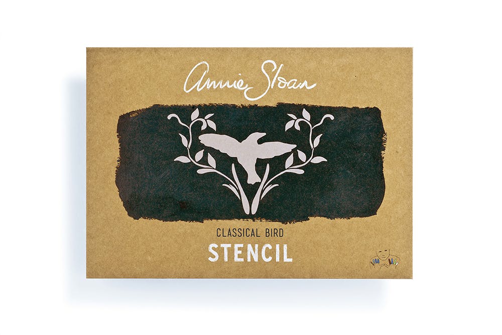 Annie Sloan Stencil Classical Bird fantastisk schablon A4 fågel blad glada ungmön 1