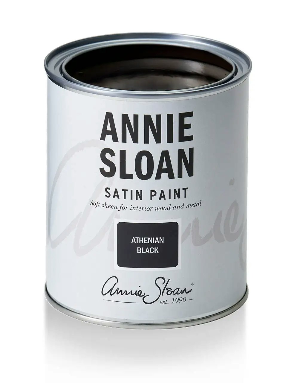 Annie Sloan Satin Paint Athenian Black 750ml svart kolsvart Tålig glada ungmöns diversehandel