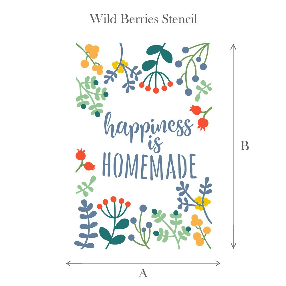 Wildberries, Schablon, Stencil, Happiness, Mall, Blommor, Bär,