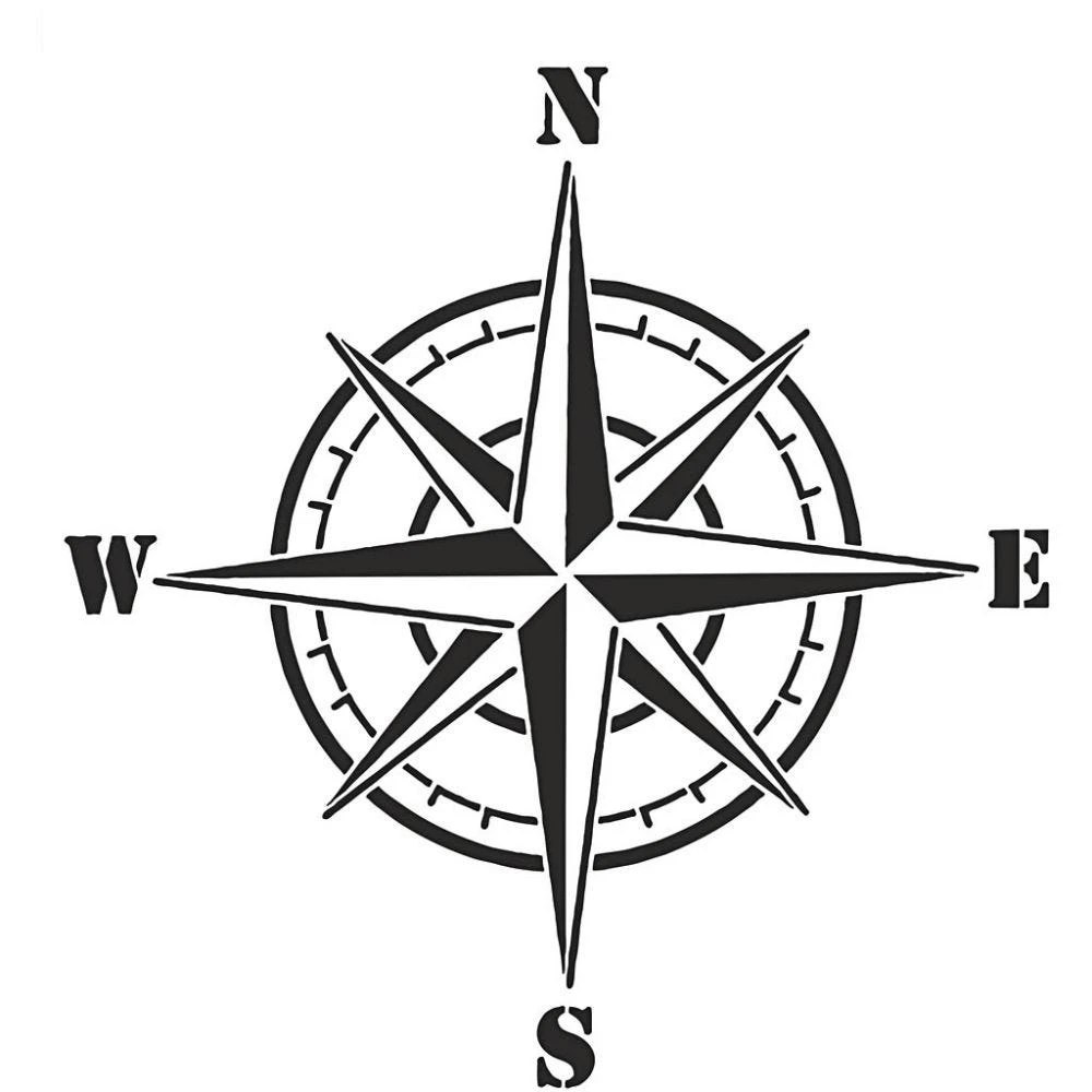 Kompass, Stencil, A4, Mall, Schablon,