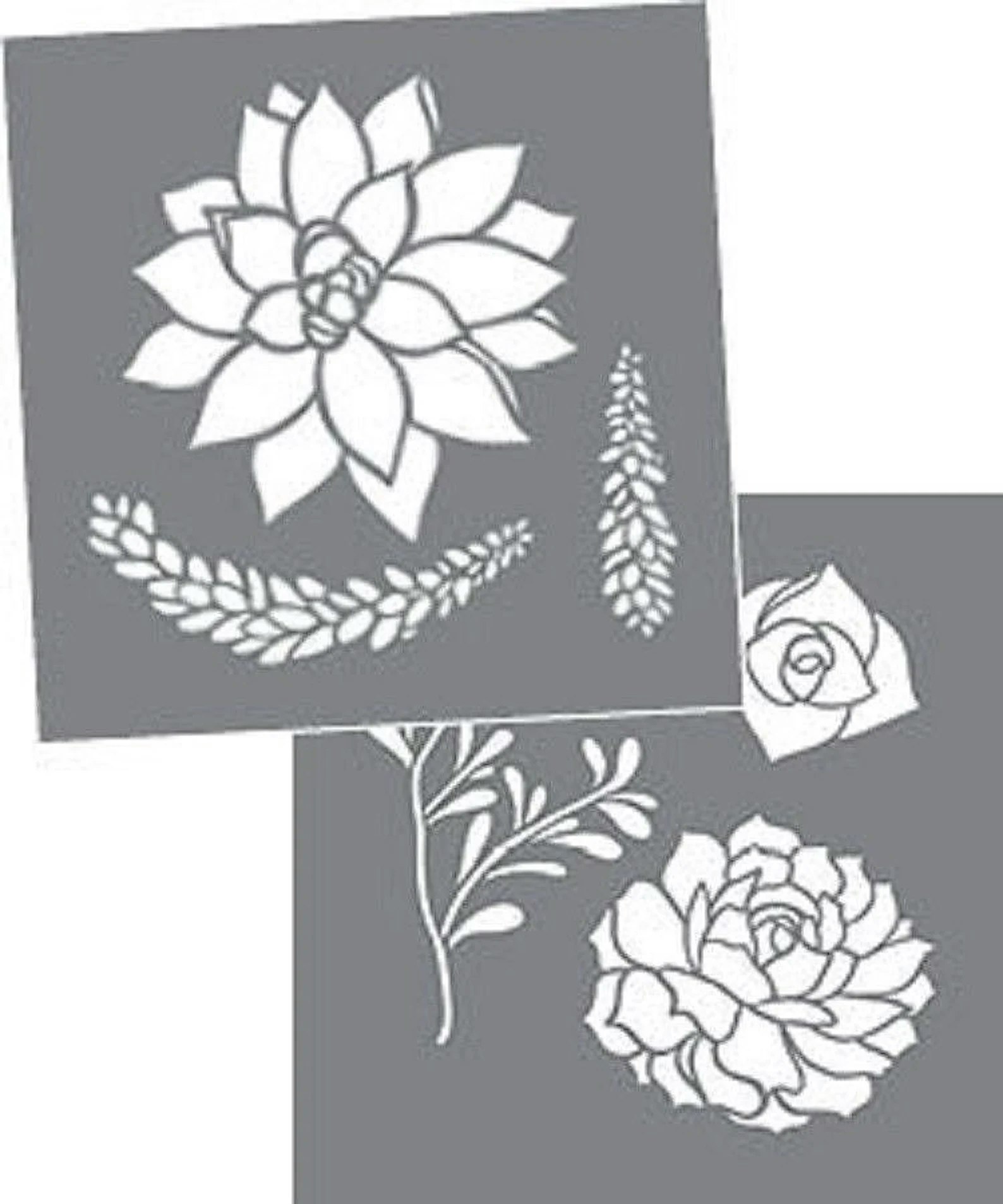Schablon, Stencil, Succulenter, Blommor, Blomster design, Mall,