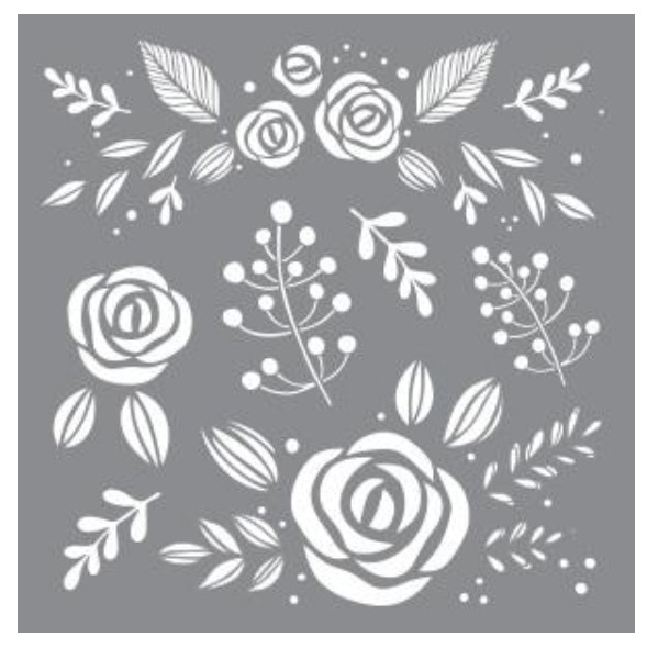 Schablon, Stencil, Floral pattern, Blommor, Mall, Mönster, Design, Whimsical