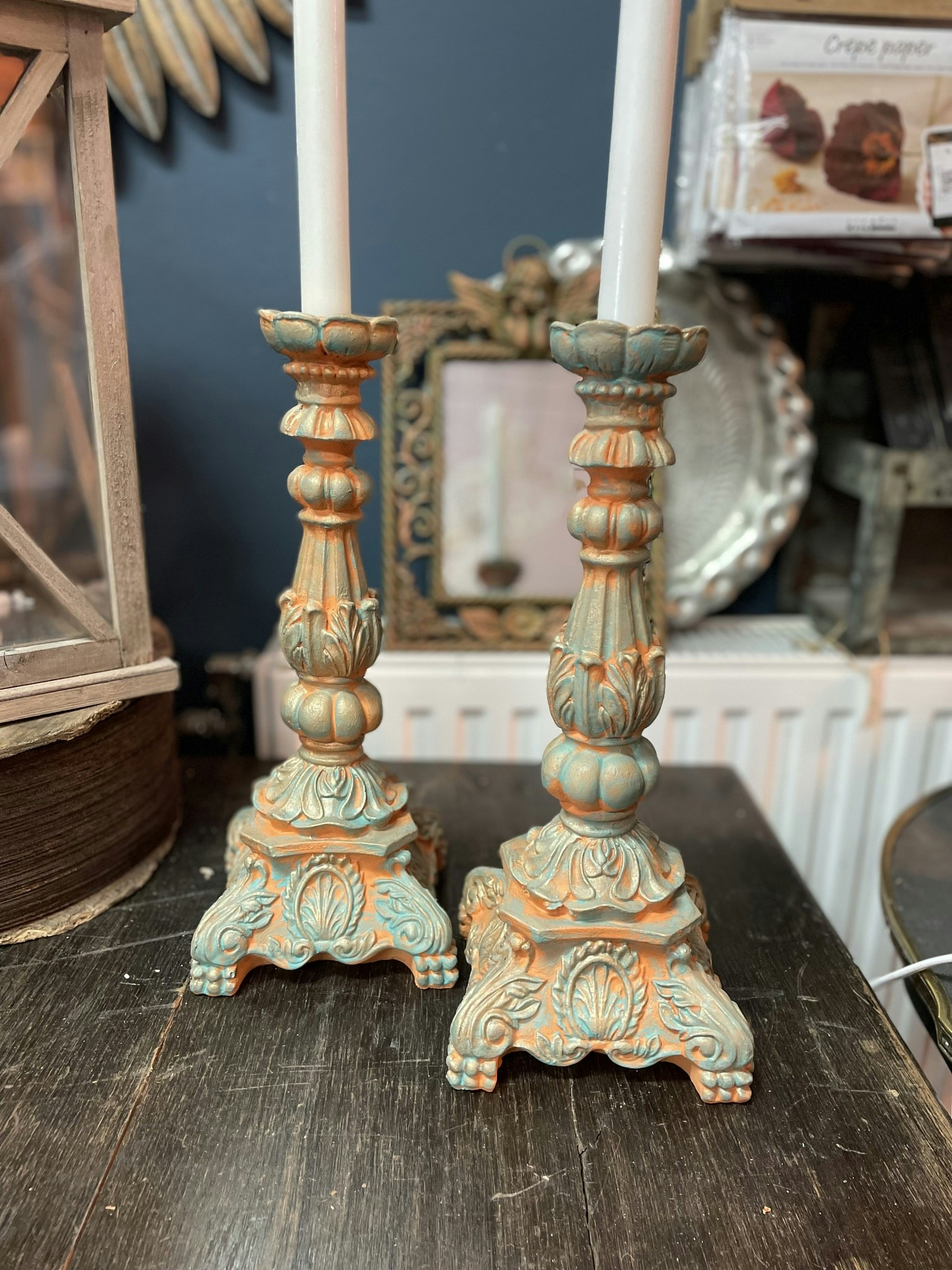 Ljusstake barock, Ljusstake svart, Ljusstake orange, Ljuslykta, Ljusstake stor, Ljusstake liten, Inredning, Barock, Ljus,