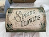 Träask, 1800-tals motiv, cigarrask, Unik ask, Spring Flowers,