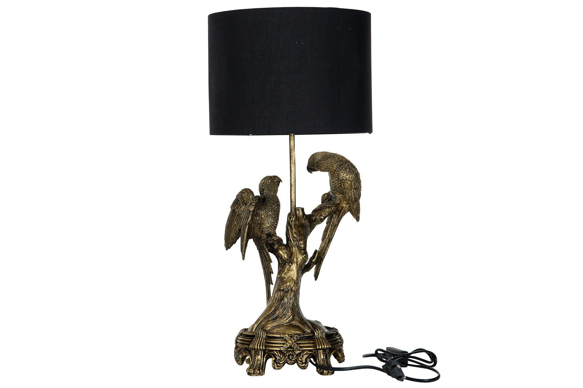 Lampa Papegoja, Belysning, Inredningsdetalj, cool lampa, kolonialstil, Fåglar, Exotiskt, guld, svart lampskärm