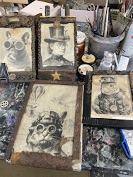 Unik Steampunk-tavla Katt