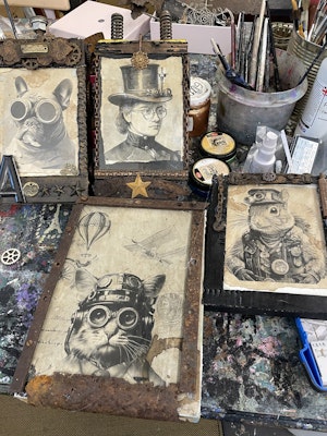 Unik Steampunk-tavla Katt