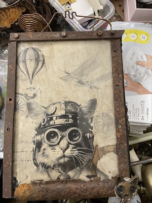 Unik Steampunk-tavla Katt