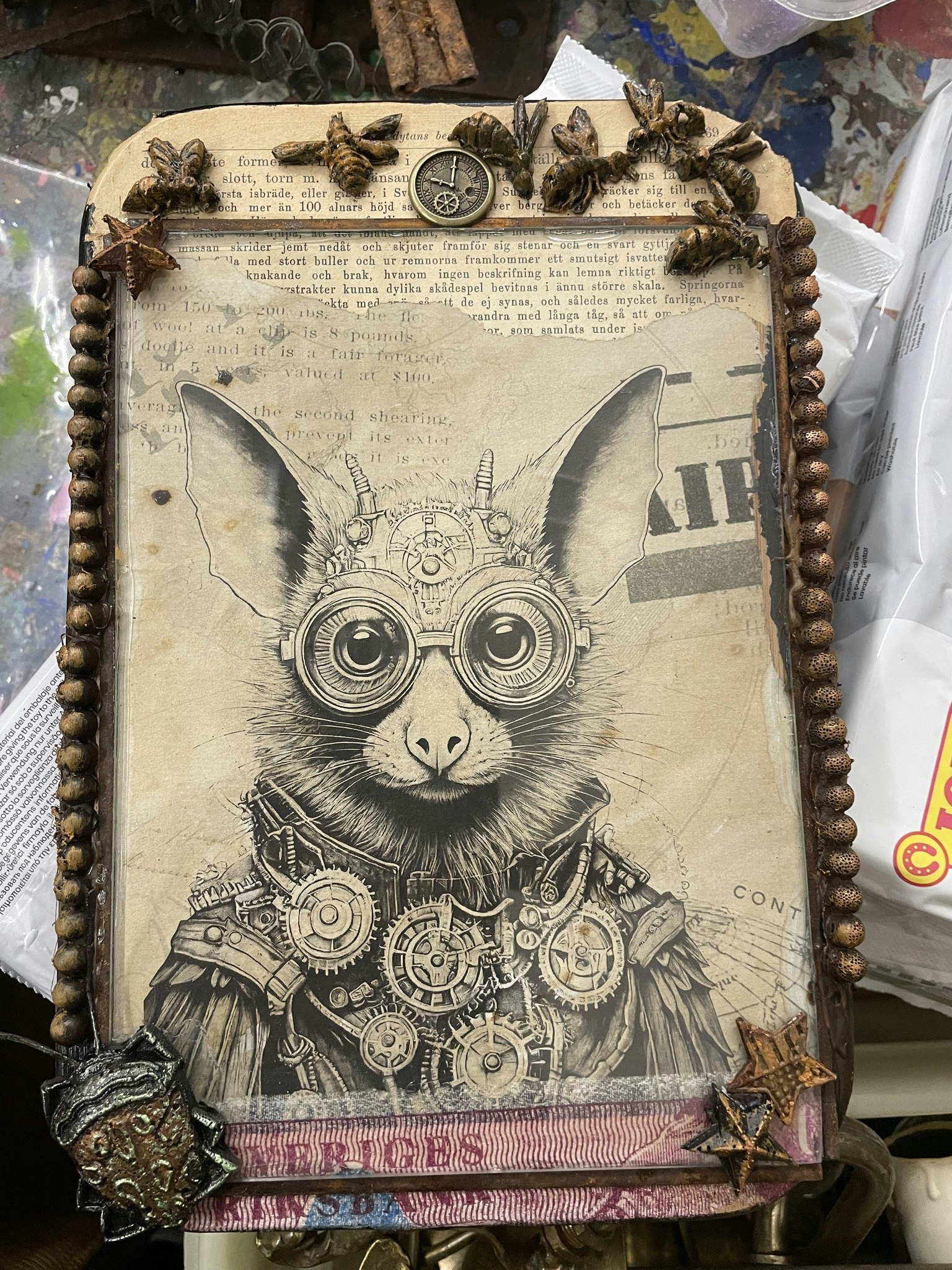 Steampunk unika tavlor olika motiv med steampunktema Kugghjul pilot, rost