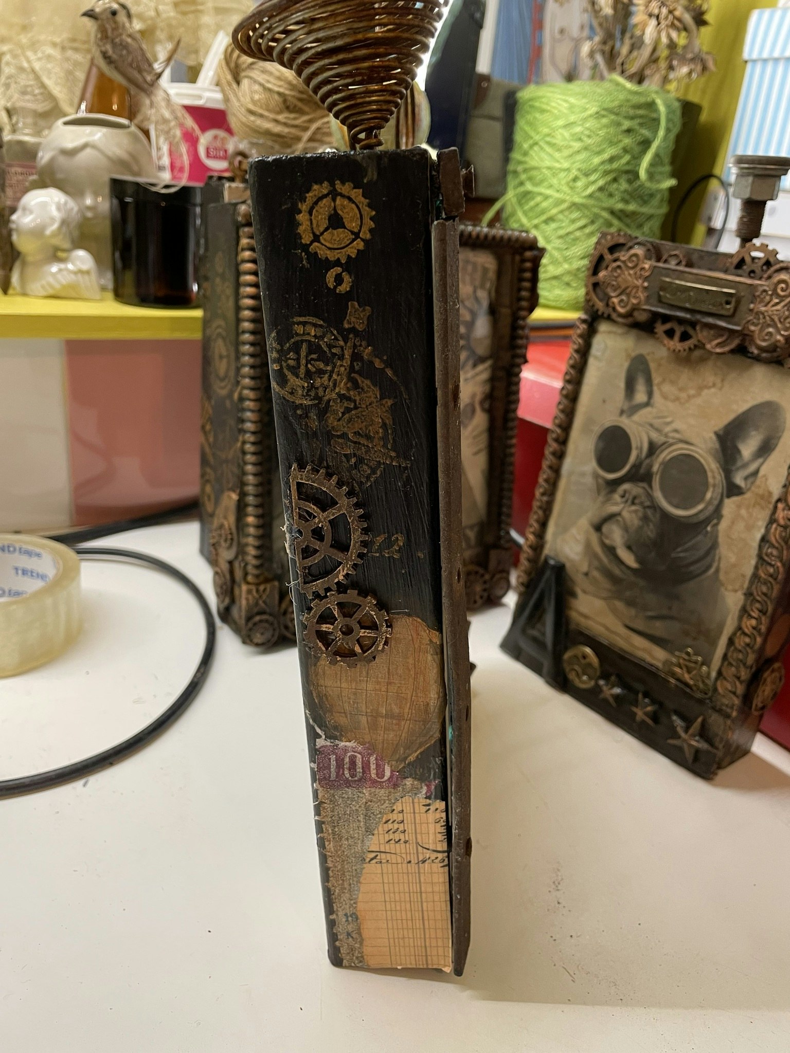 Steampunk unika tavlor olika motiv med steampunktema katt luftballong flygare