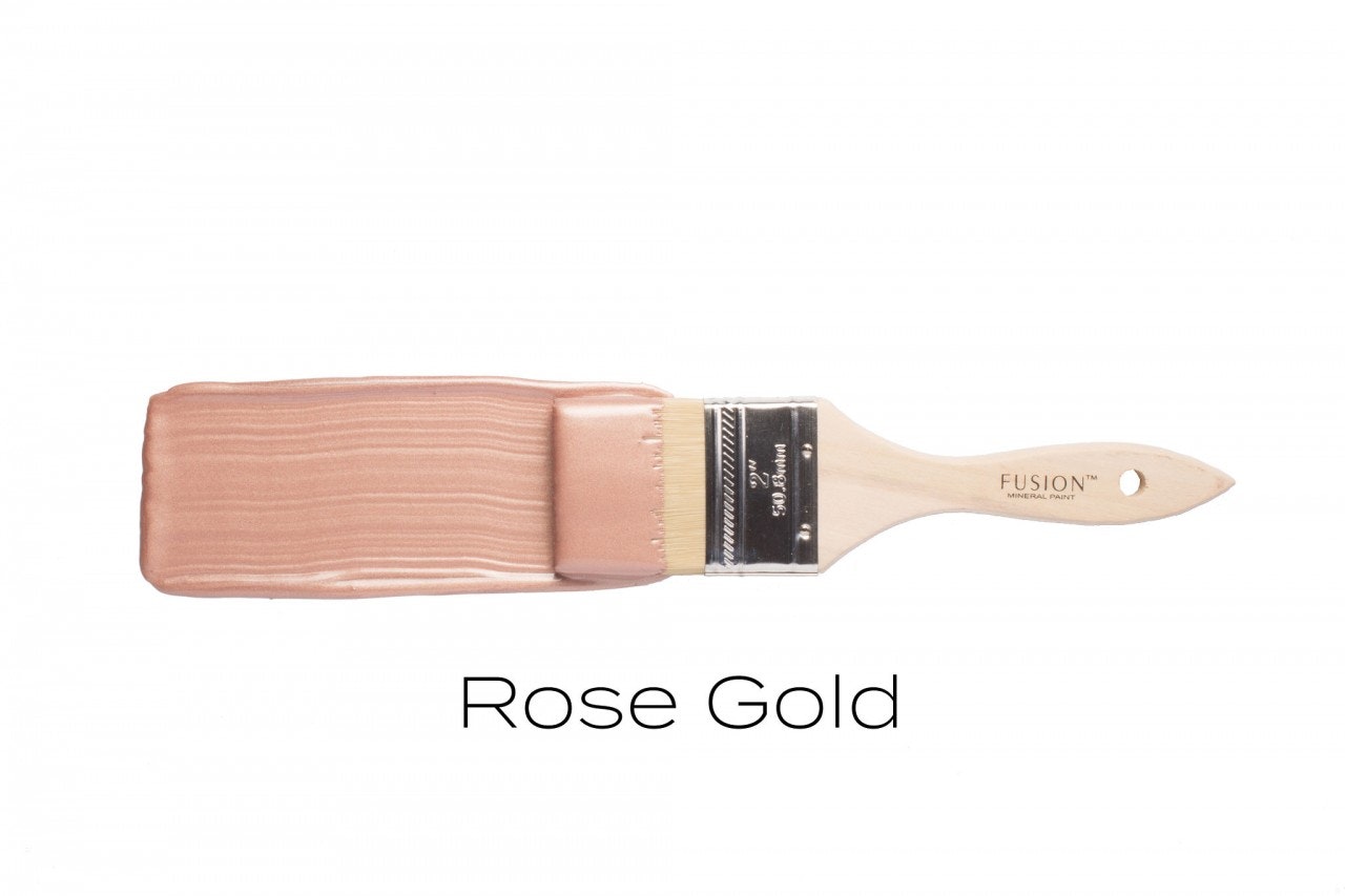 Fusion Metallic Rosegold, glittrig, glänsande, metallicfärg, rosa, dekor, pensel