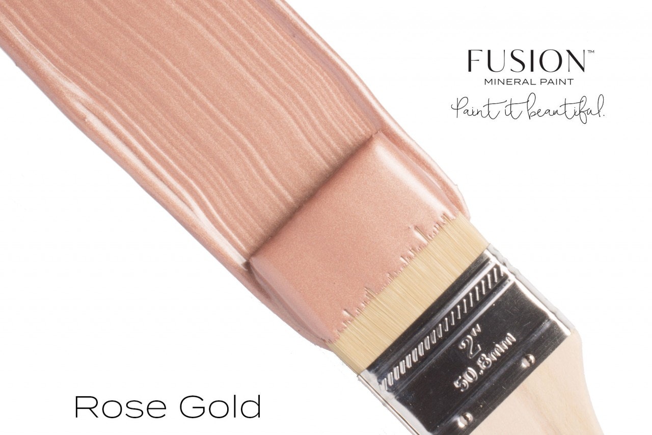 Fusion Metallic Rosegold, glittrig, glänsande, metallicfärg, rosa, dekor, pensel