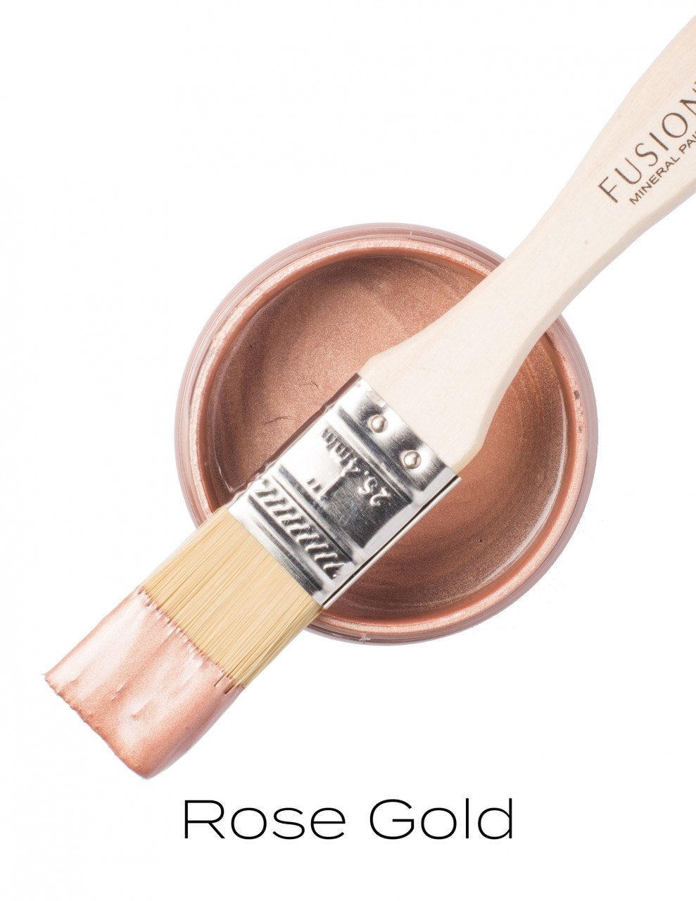 Fusion Metallic Rosegold, glittrig, glänsande, metallicfärg, rosa, dekor, pensel, burk