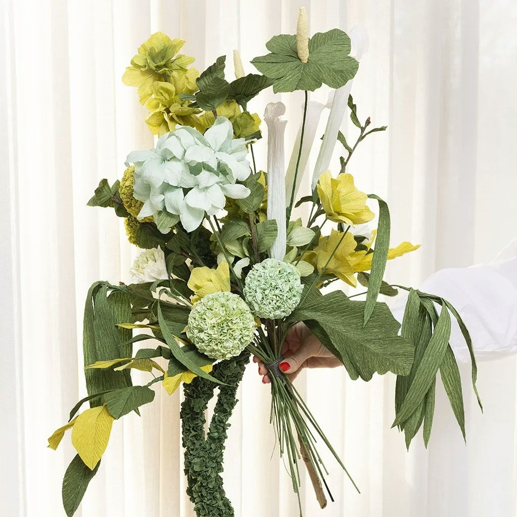 Kräppapper, standardfärger, rosa, gul, röd, grön, blå,  lila, vårfärger, påsk, påskpyssel, vas, blommor