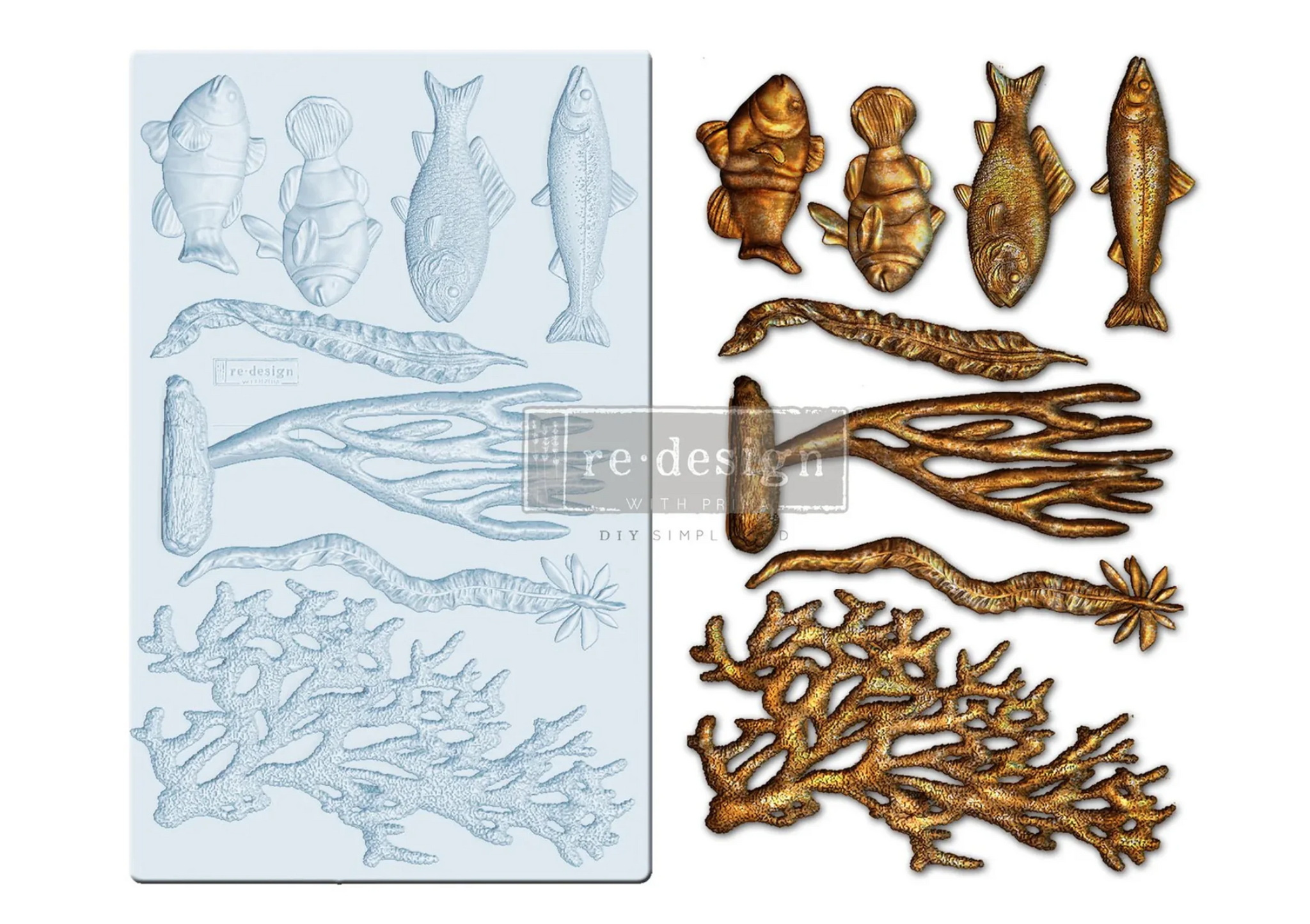 Re Design Moulds  Silikonform Coral Reef,, gjuta relief, gjutform, lera, betong, smältlim