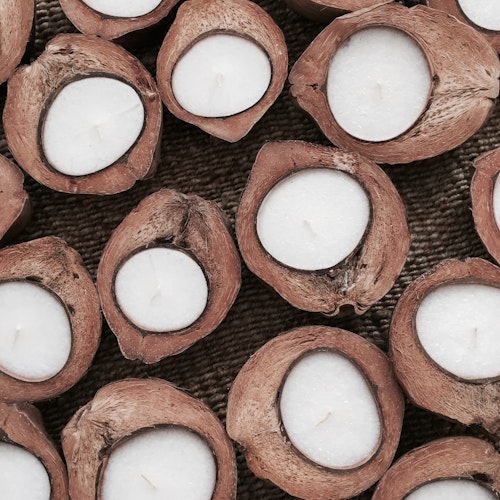 Stor kokosdoftljus i kokosnötskal