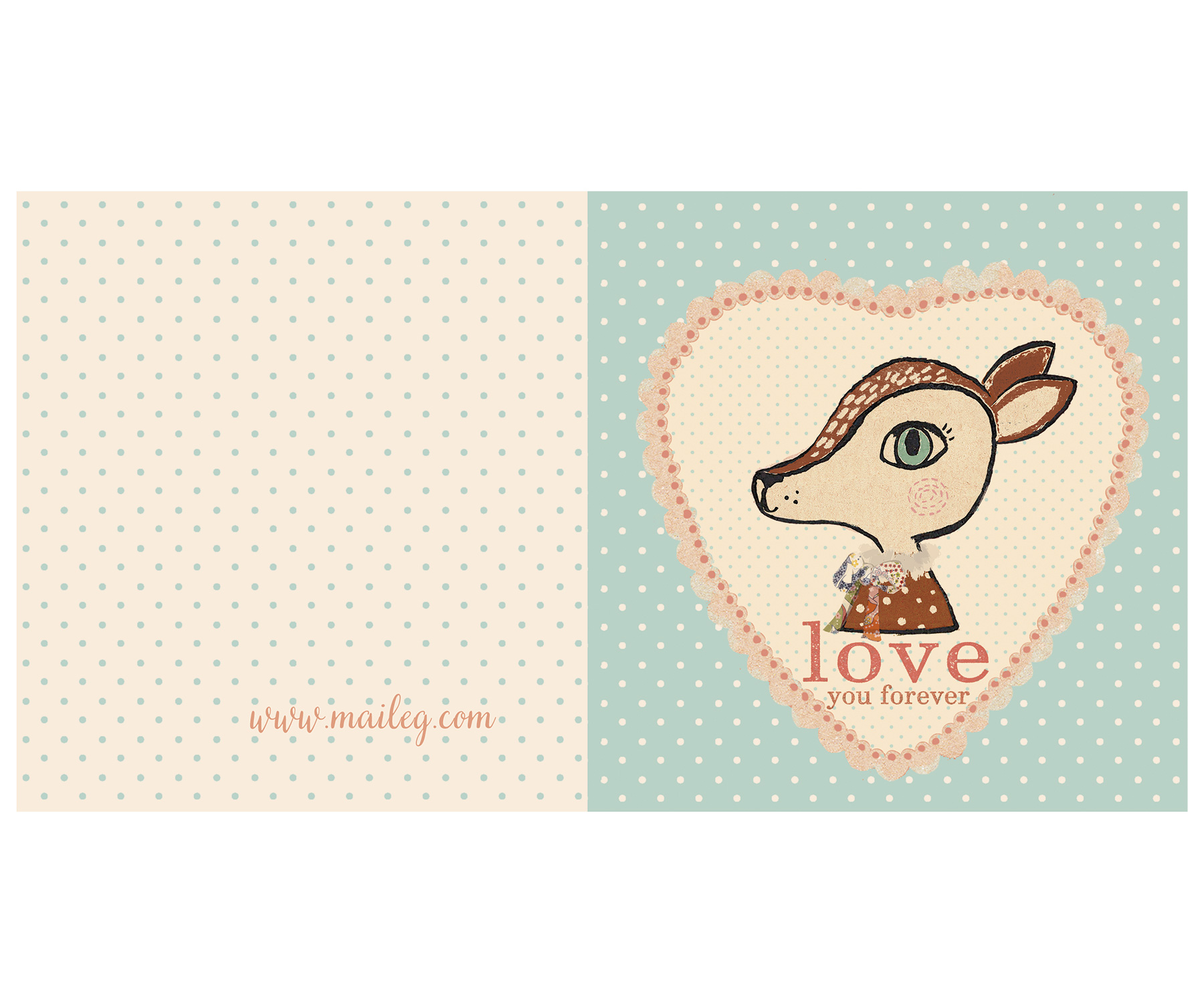 Bambi blue dubbelvikt kort / vykort - från MAILEG
