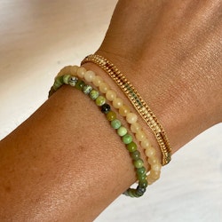 Armband miyuki pärlor guld/grön/creme/brun