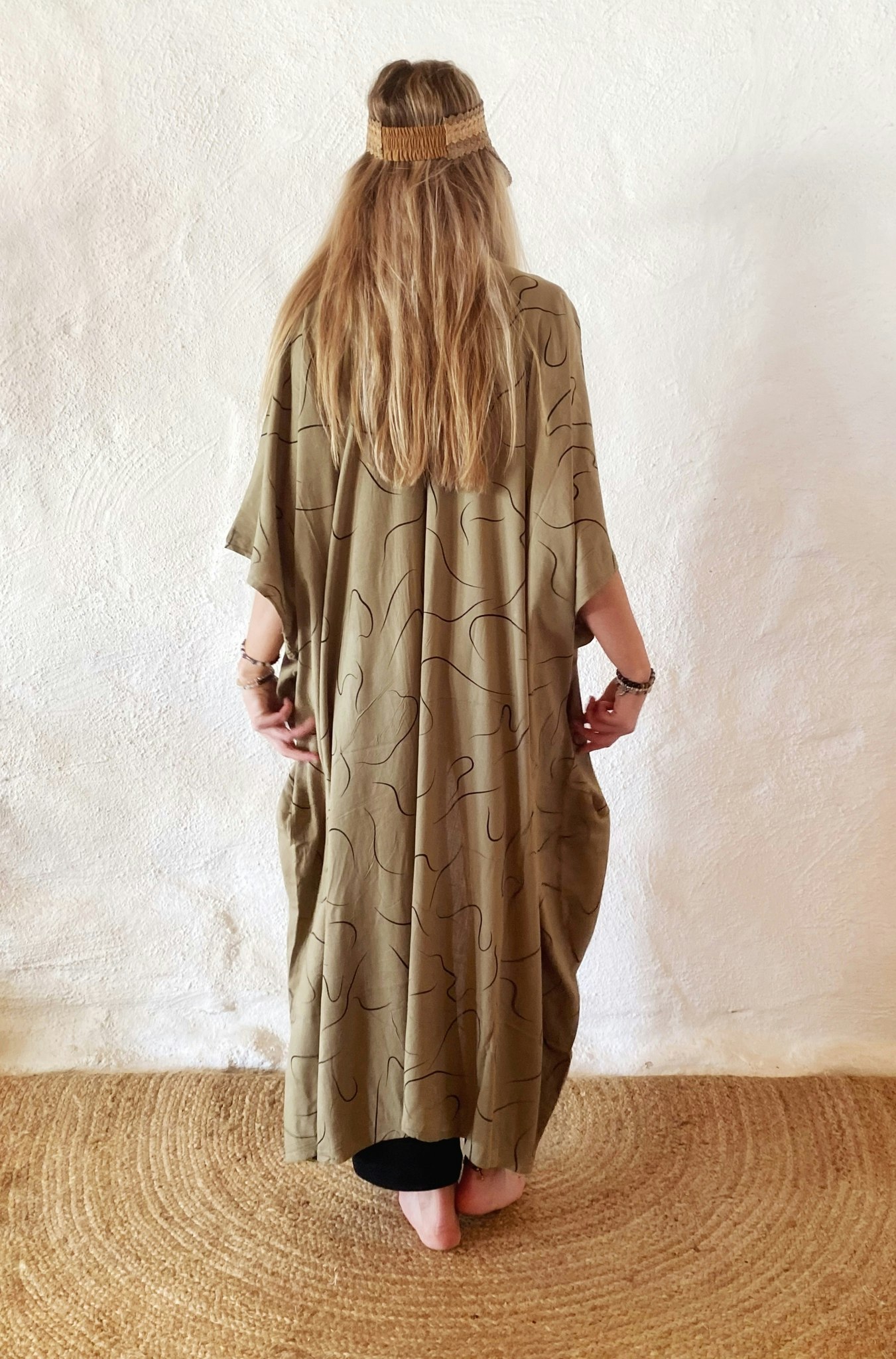 Artsy kaftan sand/beige/grön