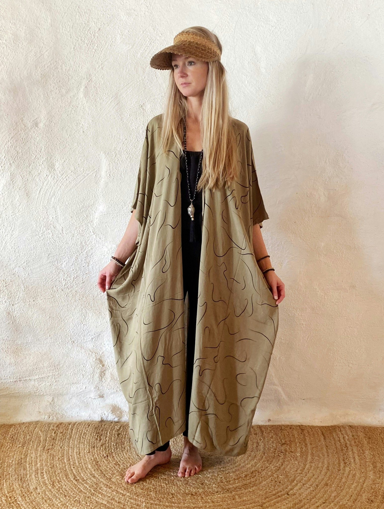 Artsy kaftan sand/beige/grön