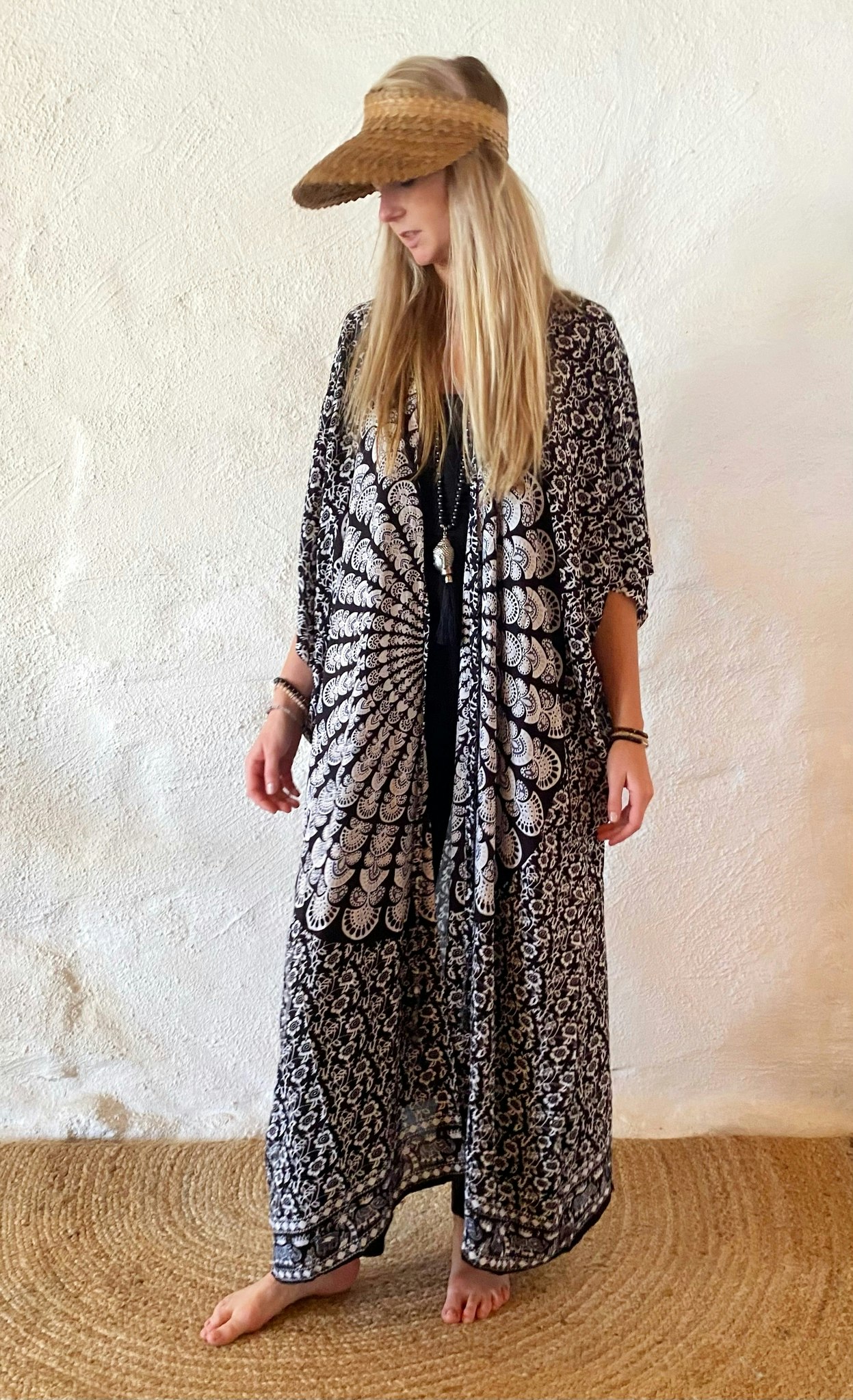 Mandala kaftan svart/vit