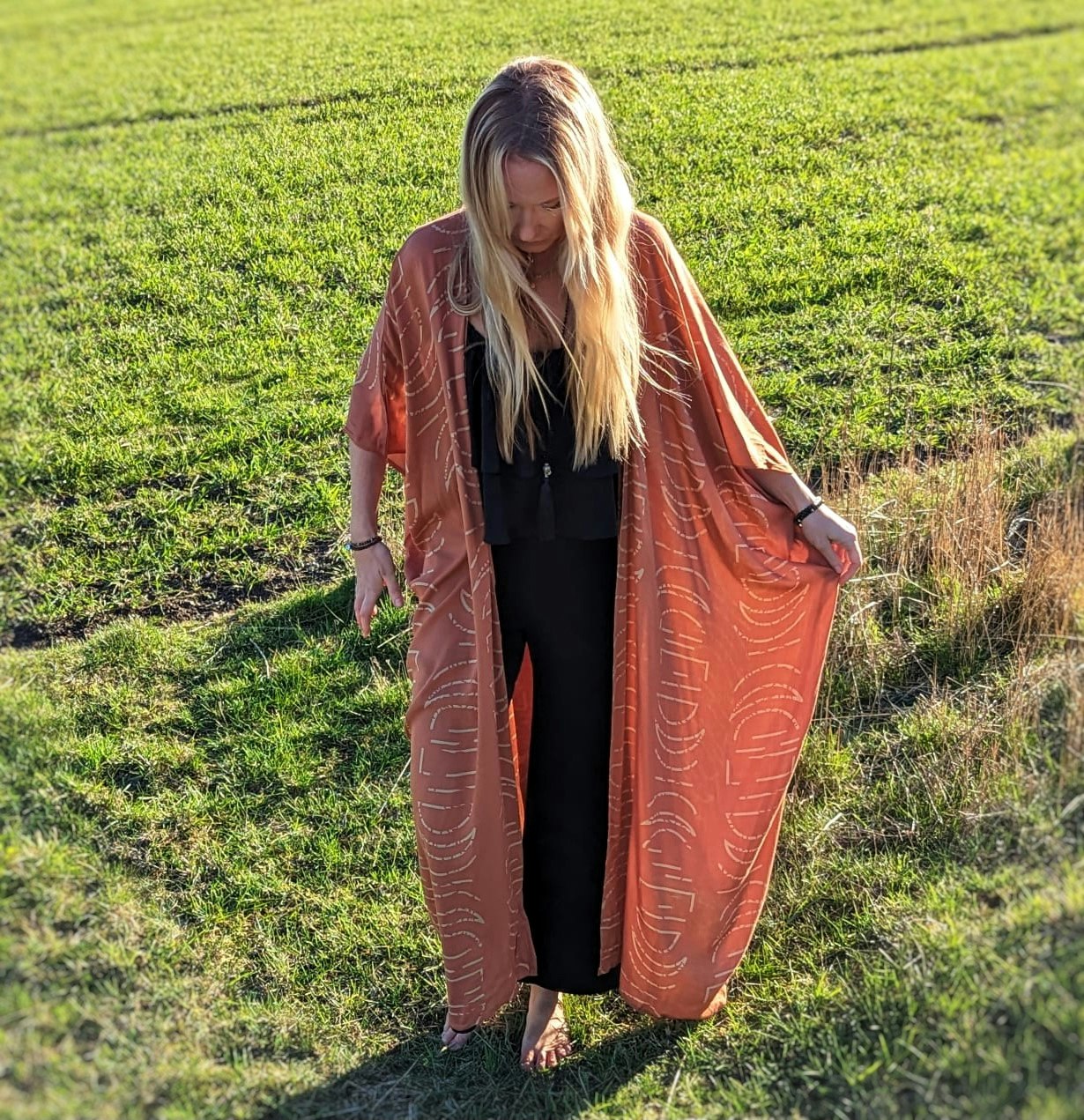 Moonphase kaftan terracotta