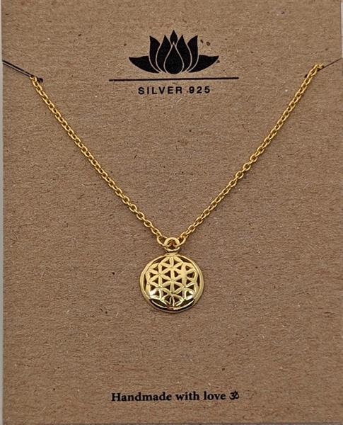 Halsband guldpläterad "livets blomma" i silver 925