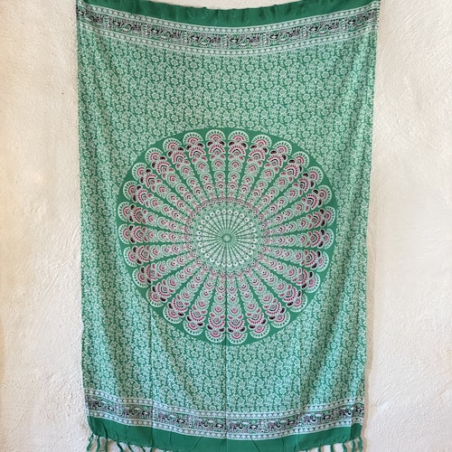 Sarong mandala grön/vit/rosa