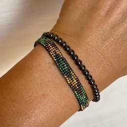 Armband miyuki pärlor grön/brun/blå